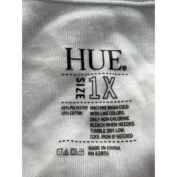 HUE Long Sleeve Button Front Nap Shirt Plus Size 1X White Minimalist Office Wear - Picture 3 of 4